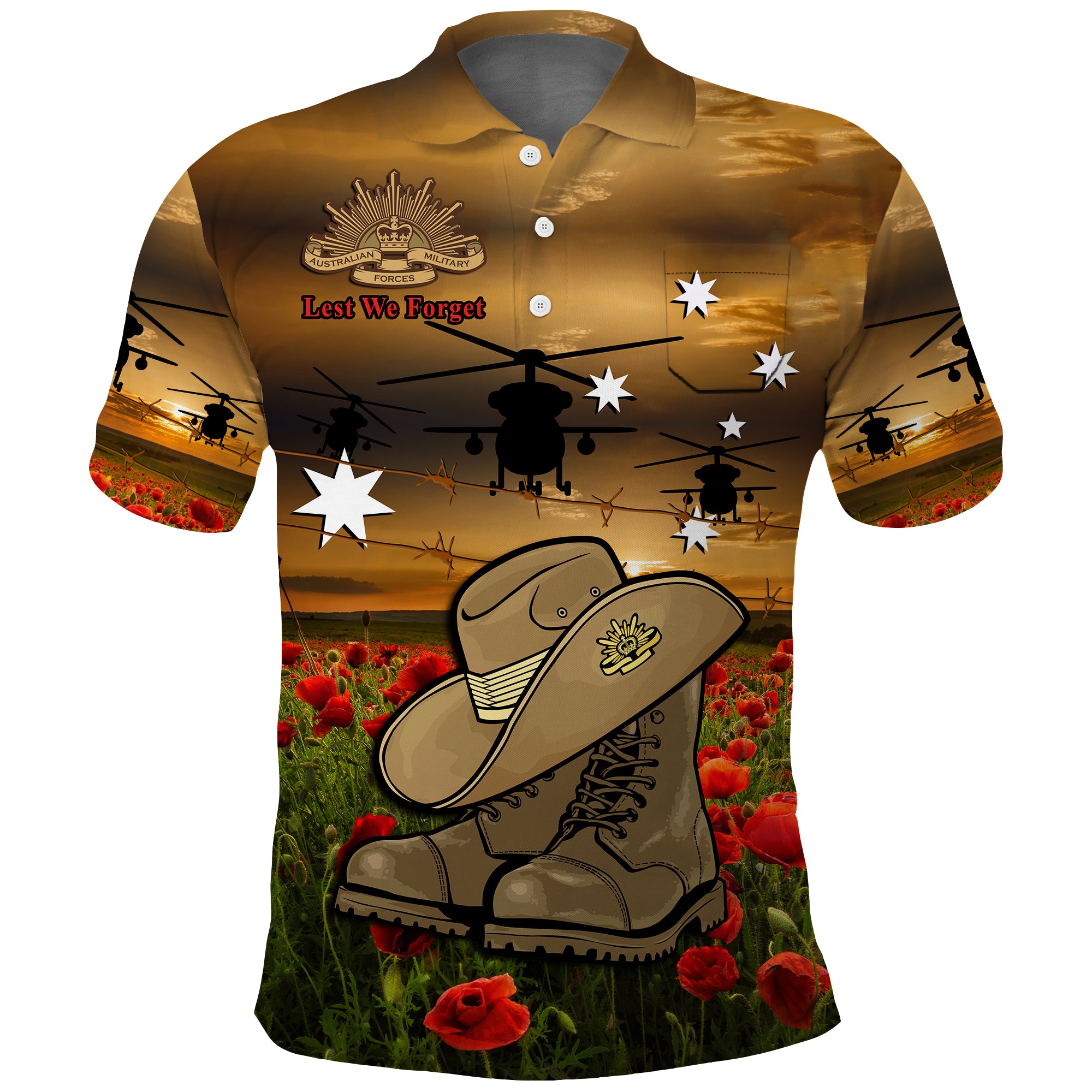 CUSTOMER REQUEST- Australia ANZAC - 09/05/2025 - Pocket Polo Shirt - LT14
