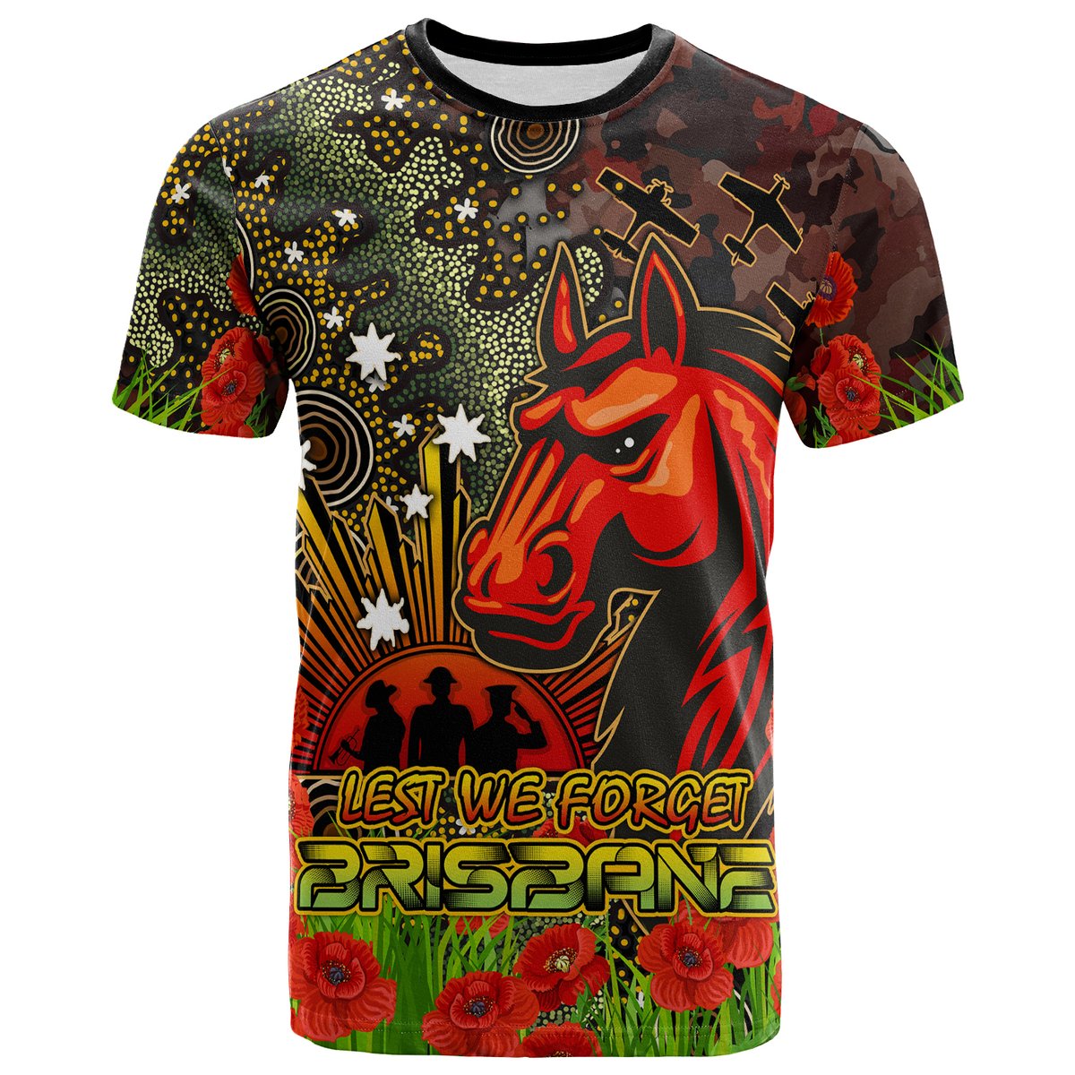 australia-brisbane-anzac-custom-t-shirt-anzac-brisbane-with-remembrance-poppy-and-indigenous-patterns-t-shirt