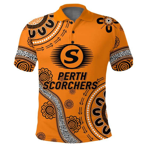 Perth Scorchers Aboriginal Art Cricket 2022 Polo Shirt - LT12