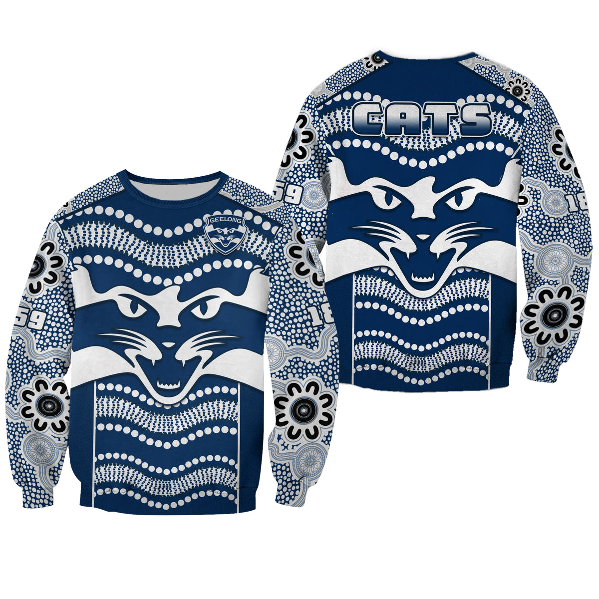 Cats Football Sweatshirt Geelong 1859 Indigenous Sporty Version LT14