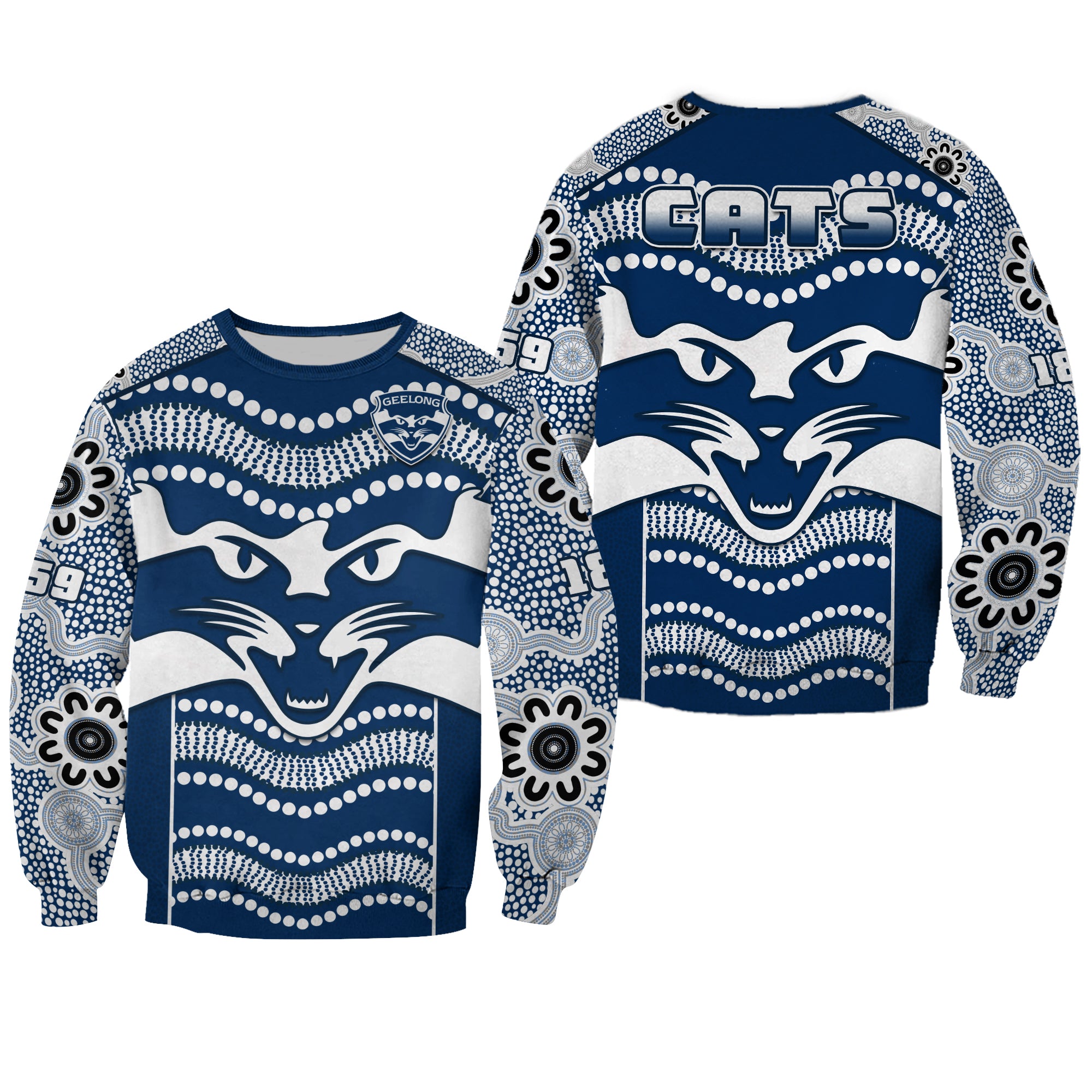 Cats Football Sweatshirt Geelong 1859 Indigenous Sporty Version LT14