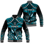 Port Adelaide Football Baseball Jacket Power Aboriginal Mix Polynesian Pattern LT14