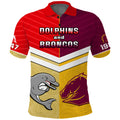 Dolphins Mix Broncos Rugby Polo Shirt Indigenous Art LT14