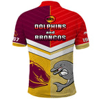 Dolphins Mix Broncos Rugby Polo Shirt Indigenous Art LT14