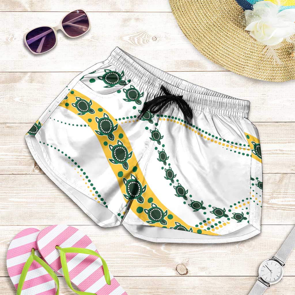 2026 Autumn Rugby Nations Australia Shorts for Women Indigenous Turtle Aboriginal Dot Art