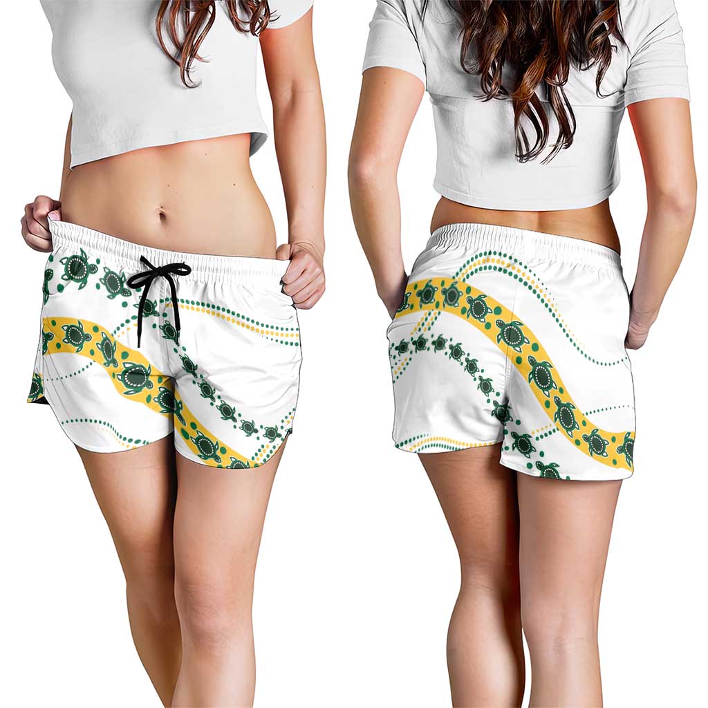 2026 Autumn Rugby Nations Australia Shorts for Women Indigenous Turtle Aboriginal Dot Art