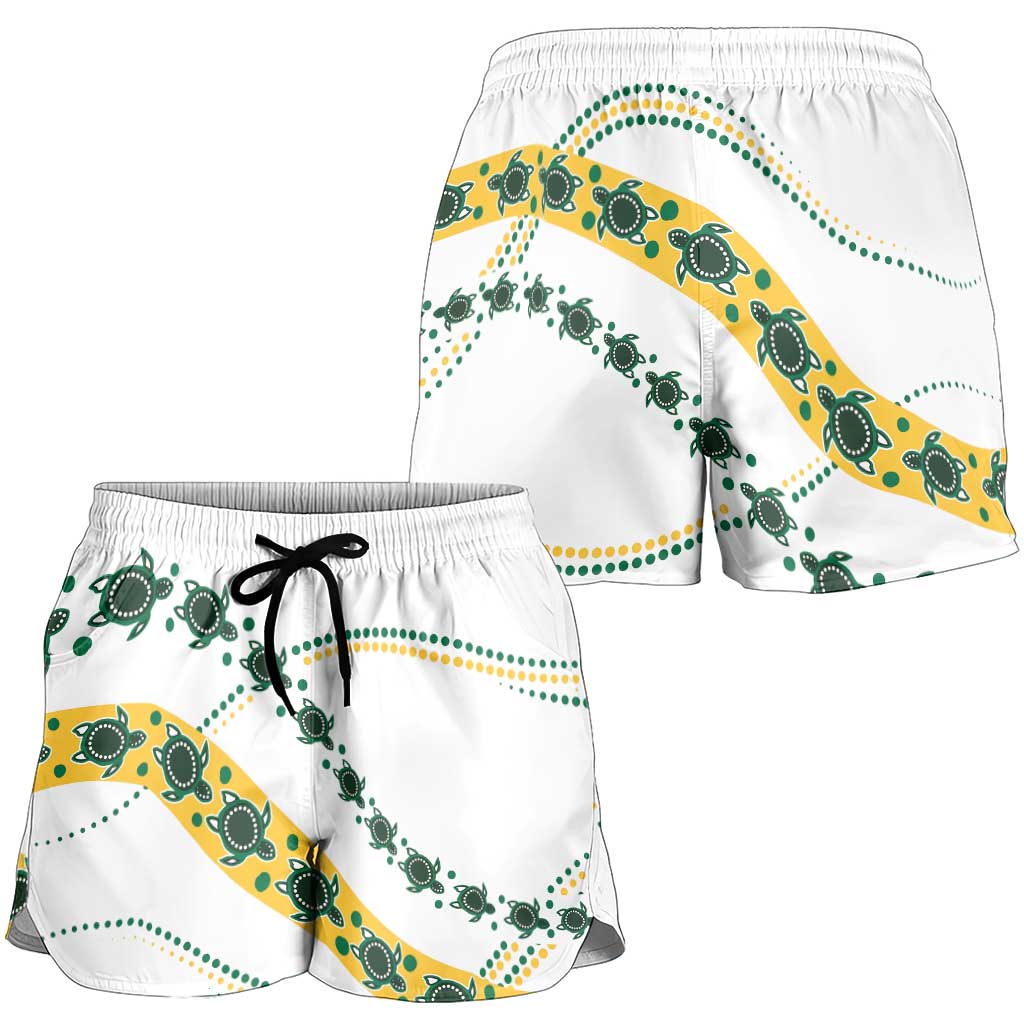 2026 Autumn Rugby Nations Australia Shorts for Women Indigenous Turtle Aboriginal Dot Art