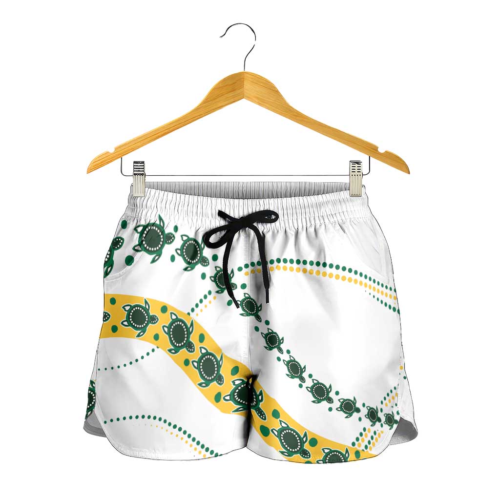 2026 Autumn Rugby Nations Australia Shorts for Women Indigenous Turtle Aboriginal Dot Art
