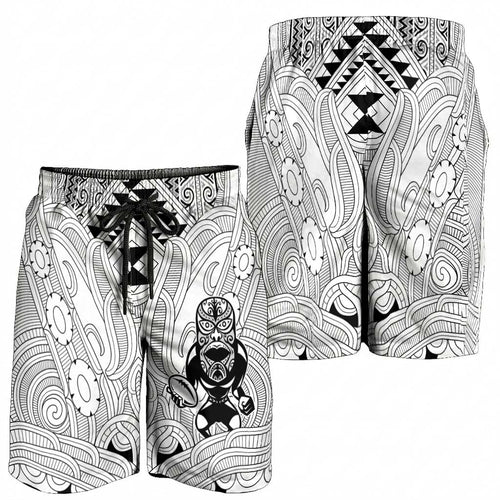 2026 Autumn Rugby Nations New Zealand Shorts for Men White Kowhaiwhai Maori Tribal Taniko Motif