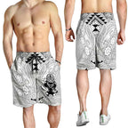 2026 Autumn Rugby Nations New Zealand Shorts for Men White Kowhaiwhai Maori Tribal Taniko Motif