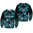 Personalised Port Adelaide Football Sweatshirt Power Aboriginal Mix Polynesian Pattern LT14