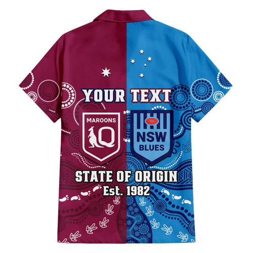(Custom Personalised) QLD Maroons And NSW Blues Rugby Hawaiian Shirt State of Origin Indigenous LT14