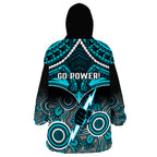 Port Adelaide Football Wearable Blanket Hoodie Power Aboriginal Mix Polynesian Pattern LT14