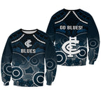 Carlton Football Sweatshirt Blues Aboriginal Mix Polynesian Pattern LT14