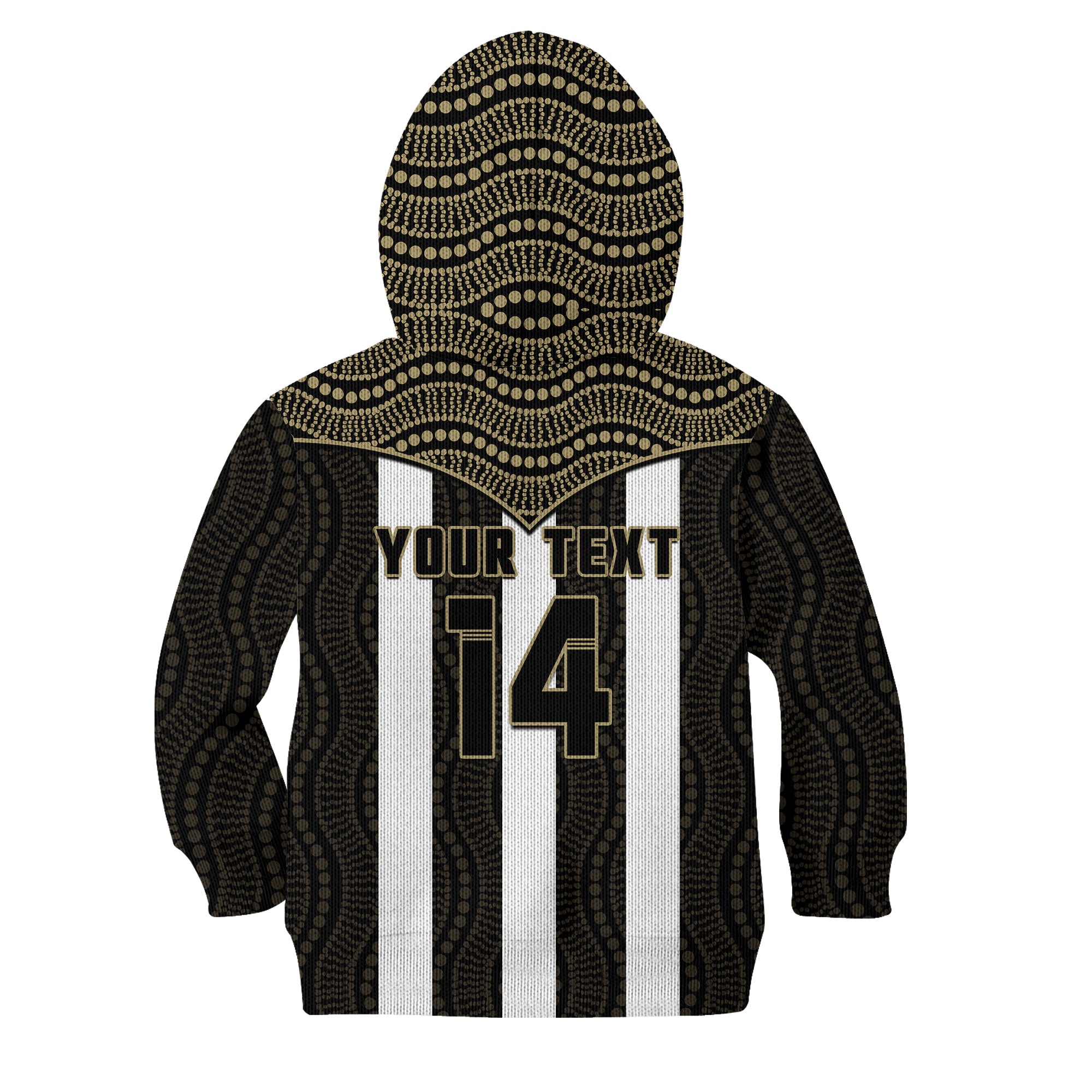 (Custom Text And Number) Magpies Football Hoodie KID Collingwood 1892 Indigenous Sporty Style LT14