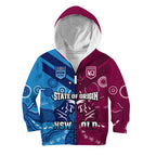(Custom Personalised) QLD Maroons And NSW Blues Rugby Hoodie KID State of Origin Indigenous LT14