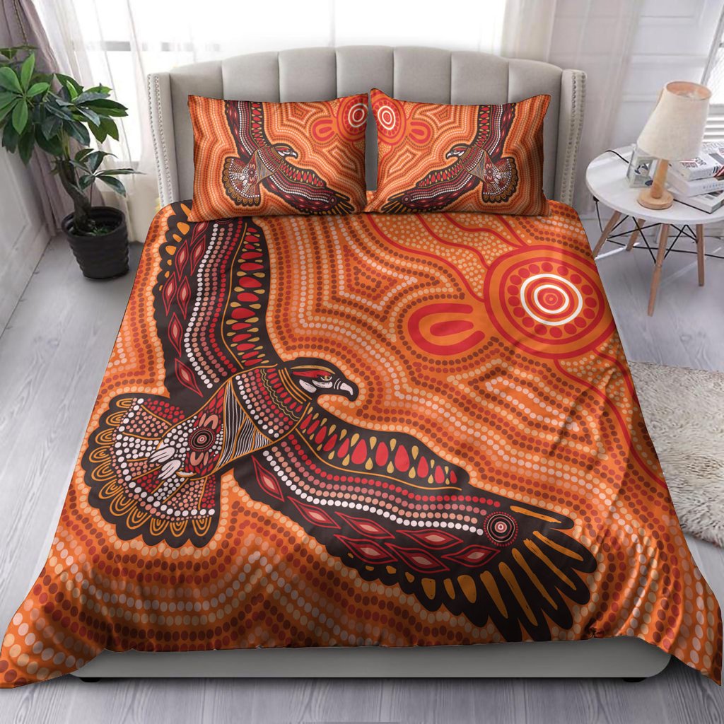 australia-aboriginal-inspired-bedding-set-bird-aboriginal-styled-dot-painting-artwork-bedding-set