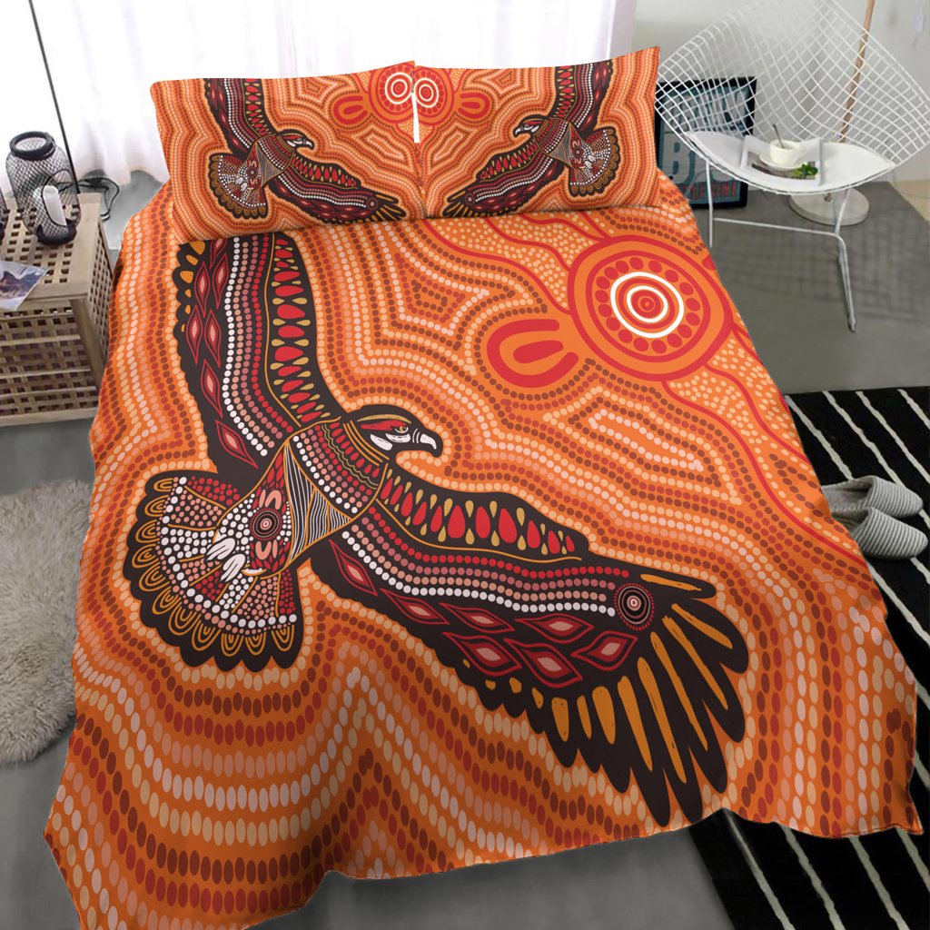 australia-aboriginal-inspired-bedding-set-bird-aboriginal-styled-dot-painting-artwork-bedding-set