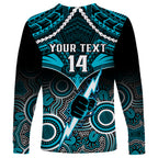 Personalised Port Adelaide Football Long Sleeve Shirt Power Aboriginal Mix Polynesian Pattern LT14