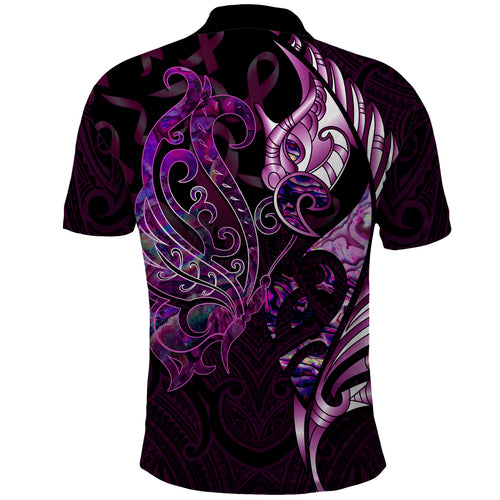 New Zealand Breast Cancer Polo Shirt Manaia Fern With Paua Shell LT14