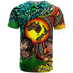 Australia Aboriginal Kangaroo Combine New Zealand Maori Kiwi Bird T Shirt - LT2