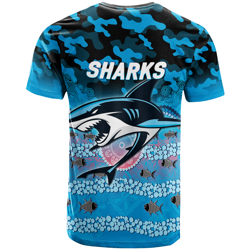 Sharks Rugby ANZAC Day Camouflage Indigenous Art T-Shirt - LT12