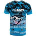Sharks Rugby ANZAC Day Camouflage Indigenous Art T-Shirt - LT12