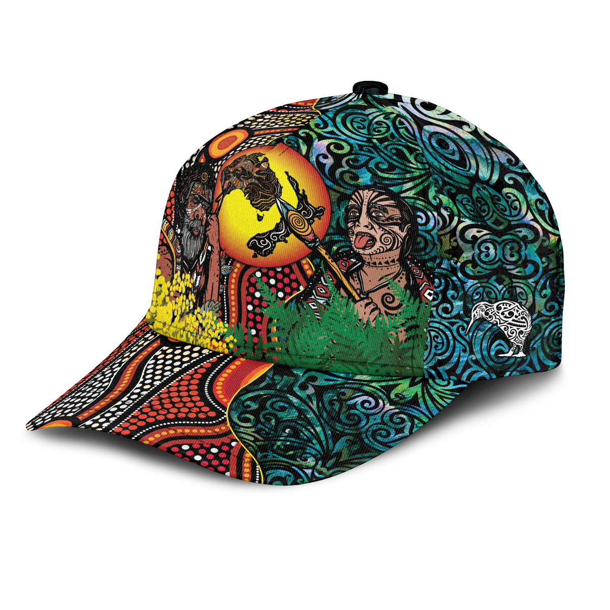 Australia Aboriginal Kangaroo Combine New Zealand Maori Kiwi Bird Cap - LT2