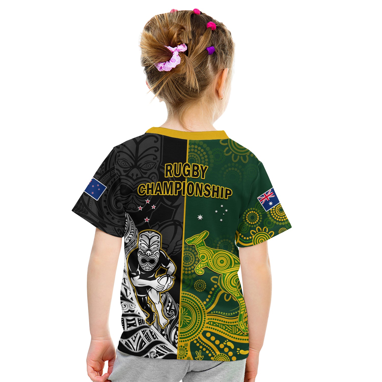 Australia Rugby Mix Aotearoa Rugby T Shirt KID Wallabies All Black Special Version LT14