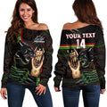 (Custom Personalised) Panthers Rugby Off Shoulder Sweater The Riff 2022 Premiers Aboriginal Art LT14