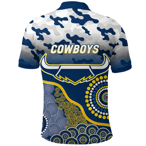 Cowboys Rugby ANZAC Day Camouflage Indigenous Art Polo Shirt - LT12