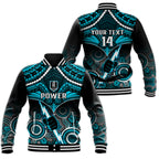 Personalised Port Adelaide Football Baseball Jacket Power Aboriginal Mix Polynesian Pattern LT14