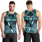 Personalised Port Adelaide Football Men Tank Top Power Aboriginal Mix Polynesian Pattern LT14