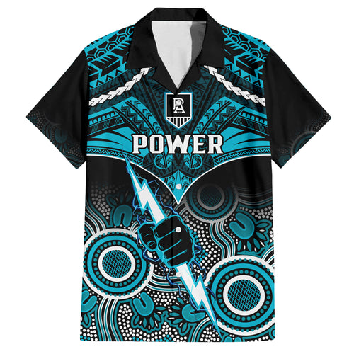 Personalised Port Adelaide Football Hawaiian Shirt Power Aboriginal Mix Polynesian Pattern LT14