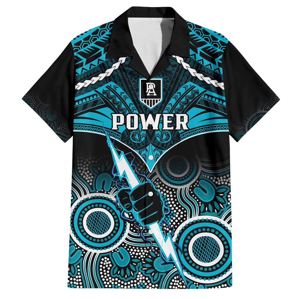 Port Adelaide Football Hawaiian Shirt Power Aboriginal Mix Polynesian Pattern LT14