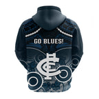 Carlton Football Hoodie Blues Aboriginal Mix Polynesian Pattern LT14
