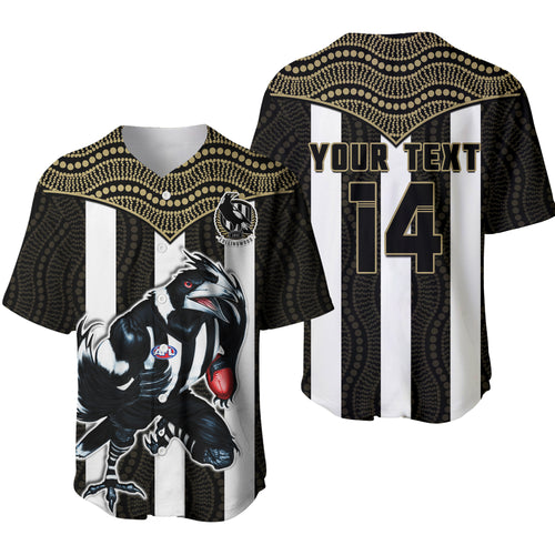 (Custom Text And Number) Magpies Football Baseball Jersey Collingwood 1892 Indigenous Sporty Style LT14