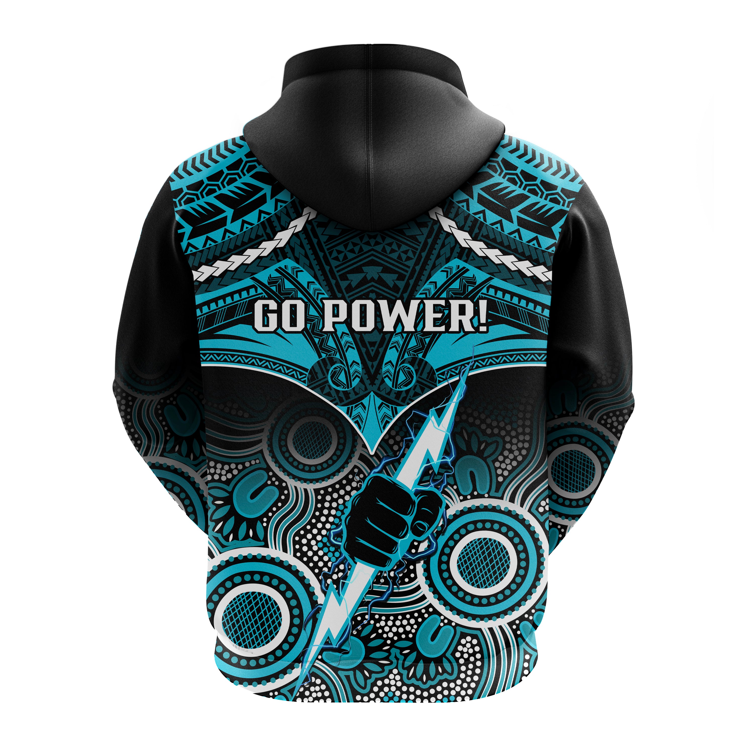 Port Adelaide Football Hoodie Power Aboriginal Mix Polynesian Pattern LT14