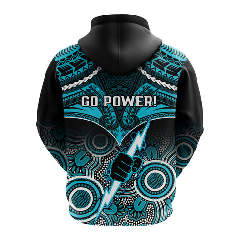 Port Adelaide Football Hoodie Power Aboriginal Mix Polynesian Pattern LT14