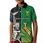 (Custom Personalised) New Zealand And South Africa Rugby Polo Shirt All Black Maori Mix Springboks LT14