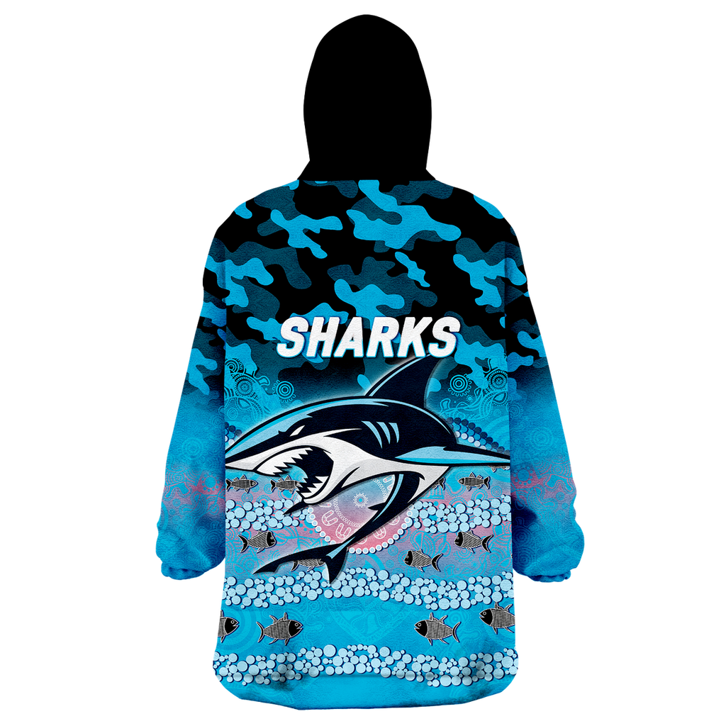 Sharks Rugby ANZAC Day Camouflage Indigenous Art Wearable Blanket Hoodie - LT12