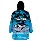 Sharks Rugby ANZAC Day Camouflage Indigenous Art Wearable Blanket Hoodie - LT12