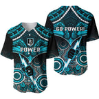 Port Adelaide Football Baseball Jersey Power Aboriginal Mix Polynesian Pattern LT14
