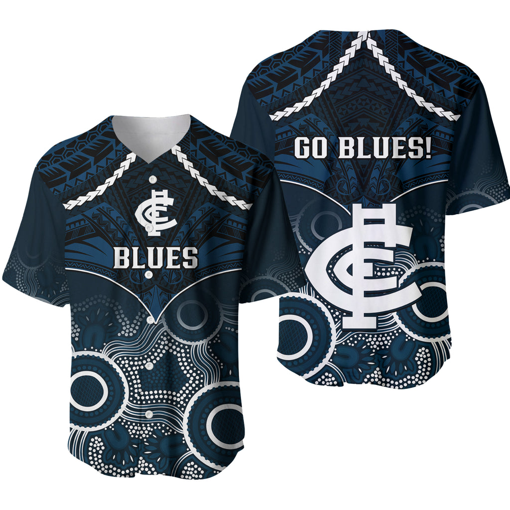 Carlton Football Baseball Jersey Blues Aboriginal Mix Polynesian Pattern LT14