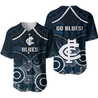Carlton Football Baseball Jersey Blues Aboriginal Mix Polynesian Pattern LT14