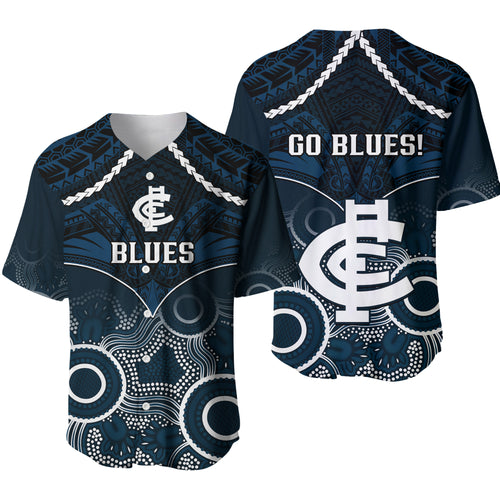 Carlton Football Baseball Jersey Blues Aboriginal Mix Polynesian Pattern LT14