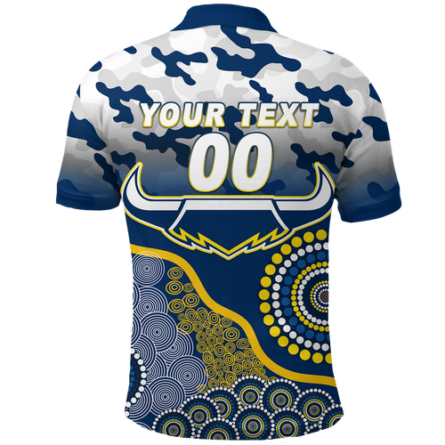 (Custom Personalised) Cowboys Rugby ANZAC Day Camouflage Indigenous Art Polo Shirt - LT12