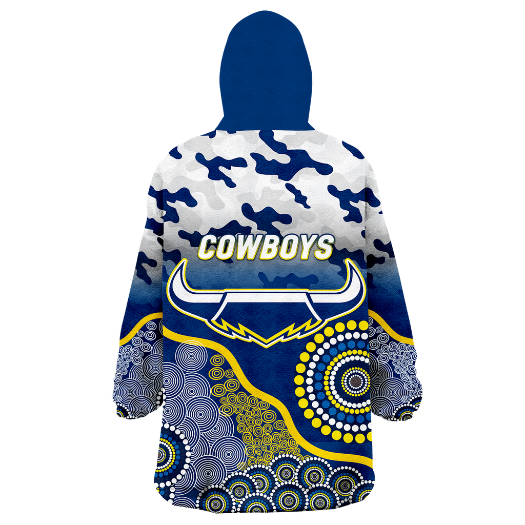 Cowboys Rugby ANZAC Day Camouflage Indigenous Art Wearable Blanket Hoodie - LT12