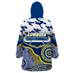 Cowboys Rugby ANZAC Day Camouflage Indigenous Art Wearable Blanket Hoodie - LT12