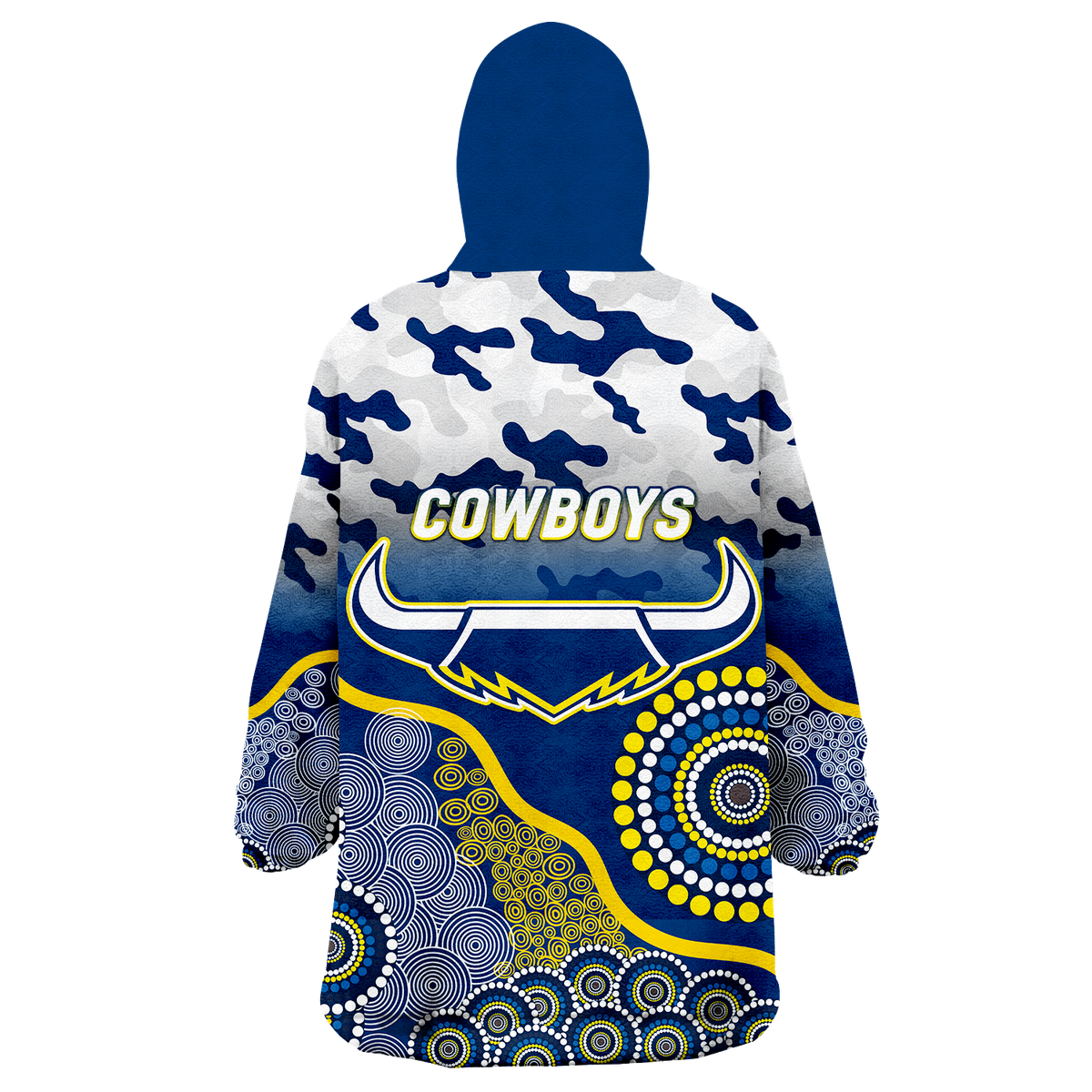 Cowboys Rugby ANZAC Day Camouflage Indigenous Art Wearable Blanket Hoodie - LT12